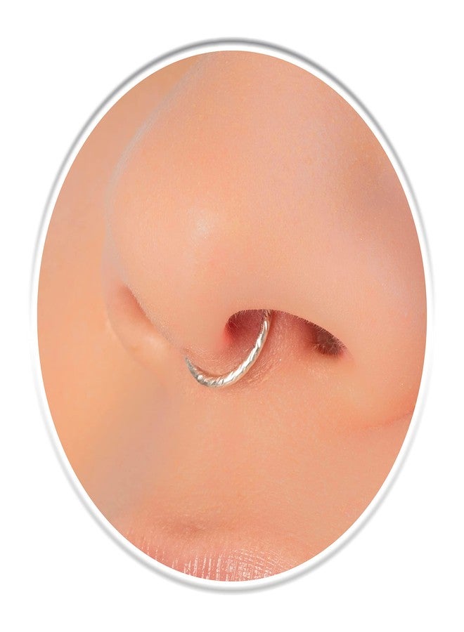 biliboom Silver Jewelry Fake Septum Ring Clip On - 22G Thin Sterling Silver Faux Septum Hoop for Women - No Piercing Nose Jewelry - Comfortable Lightweight Fake Nose Ring for Everyday Style - Image 1